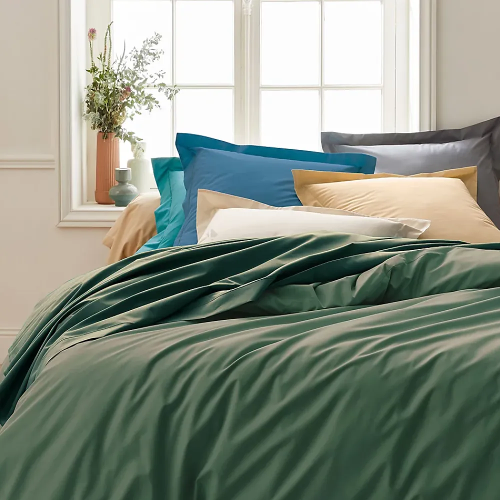 Linnea Drap housse 180x200 cm bonnet 30 cm percale de coton PASSION PERCALE vert Kaki* Drap Housse|Drap Housse
