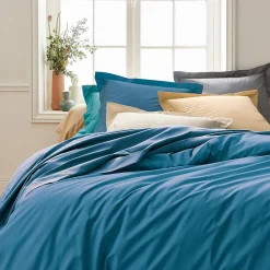 Drap housse 180x200 cm bonnet 40 cm percale de coton PASSION PERCALE bleu Cobalt>Linnea Online