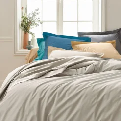 Drap housse 200x200 cm bonnet 30 cm percale de coton PASSION PERCALE beige Lin>Linnea Clearance