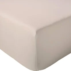 Drap housse 200x200 cm bonnet 30 cm percale de coton PASSION PERCALE beige Lin><noscript><img width=