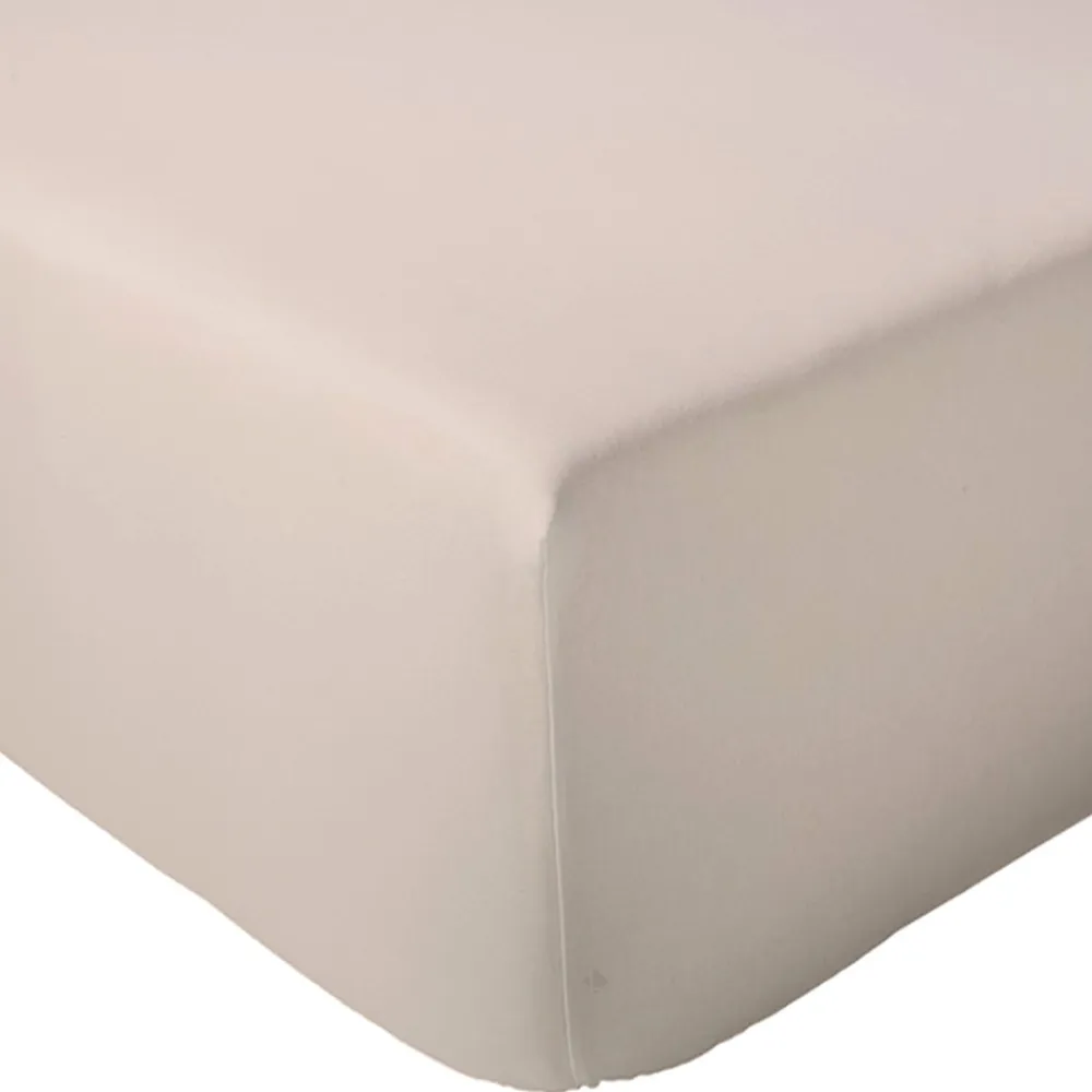 Drap housse 200x200 cm bonnet 30 cm percale de coton PASSION PERCALE beige Lin>Linnea Clearance
