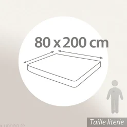 Drap housse 80x200 cm bonnet 30 coton ÉVASION Vert fougère><noscript><img width=