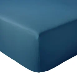 Drap housse 160x200 cm bonnet 30 cm percale de coton PASSION PERCALE bleu Cobalt><noscript><img width=