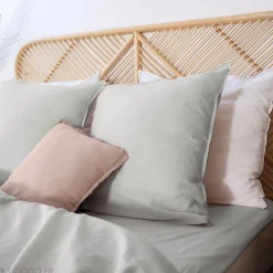 Drap housse 140x190 cm coton lavé LINO gris><noscript><img width=