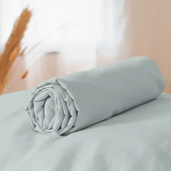 Drap housse 140x190 cm coton lavé LINO gris><noscript><img width=