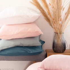 Drap housse 140x190 cm coton lavé LINO gris><noscript><img width=