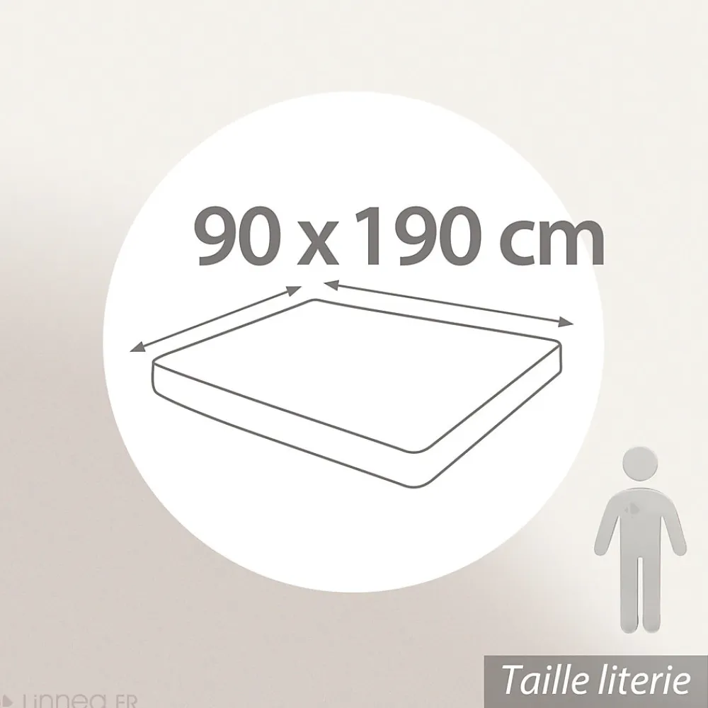Drap housse 90x190 cm en 100% polyester microfibre LAGO écru bonnet 23 cm>Linnea Hot