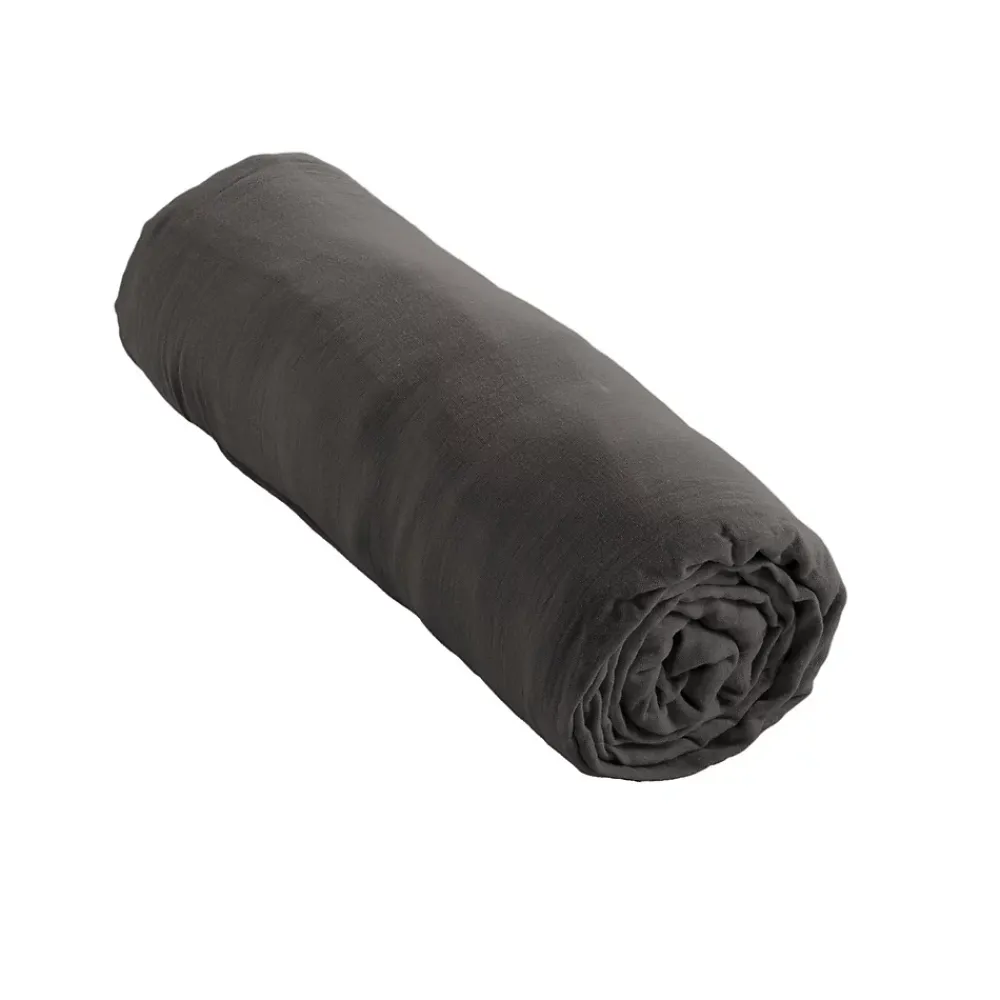 Housse De Rêve Drap housse 90x190 cm en Gaze de coton Granit* Drap Housse|Drap Housse