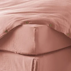 Drap housse 140x190 cm en Gaze de coton Rose>Housse De Rêve Online