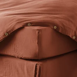 Drap housse 160x200 cm en Gaze de coton Terracotta>Housse De Rêve Best