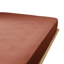 Drap housse 160x200 cm en Gaze de coton Terracotta>Housse De Rêve Best