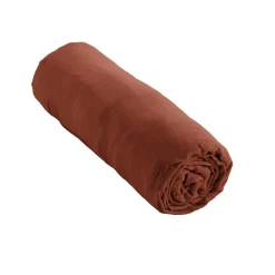Drap housse 160x200 cm en Gaze de coton Terracotta><noscript><img width=
