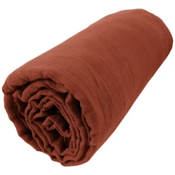 Drap housse 160x200 cm en Gaze de coton Terracotta><noscript><img width=
