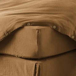 Drap housse 160x200 cm en Gaze de coton Camel>Housse De Rêve Online