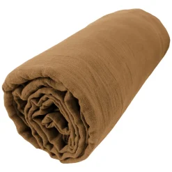 Drap housse 160x200 cm en Gaze de coton Camel><noscript><img width=
