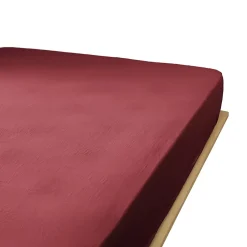 Housse De Rêve Drap housse 90x190 cm en Gaze de coton Lie De Vin* Drap Housse|Drap Housse