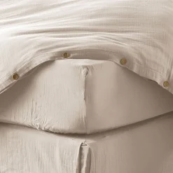 Drap housse 90x190 cm en Gaze de coton Naturel><noscript><img width=