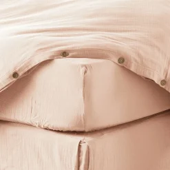 Drap housse 140x190 cm en Gaze de coton Guimauve>Housse De Rêve Sale