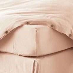 Drap housse 140x190 cm en Gaze de coton Guimauve><noscript><img width=