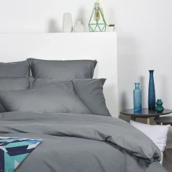 Linnea Drap housse 90x190 cm polyester microfibre LAGO gris anthracite bonnet 28 cm* Drap Housse|Drap Housse