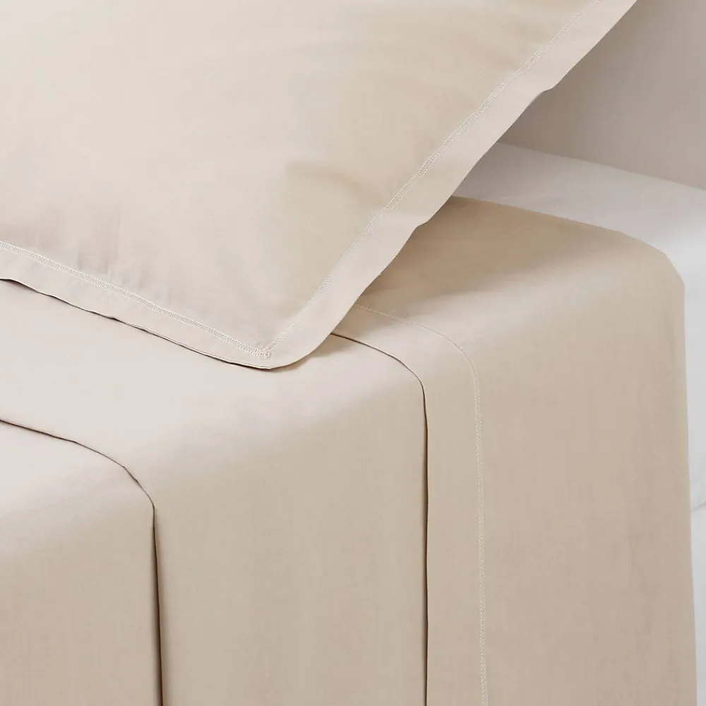 Drap plat - percale - beige lin - 240x290 cm - Atmosphera>Atmosphera Créateur D'Intérieur Clearance