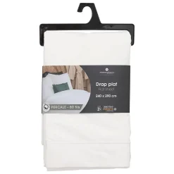 Atmosphera Créateur D'Intérieur Drap plat - percale - blanc - 240x290 cm - Atmosphera* Drap Plat