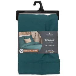 Atmosphera Créateur D'Intérieur Drap plat - percale - bleu - 180x290 cm - Atmosphera* Drap Plat