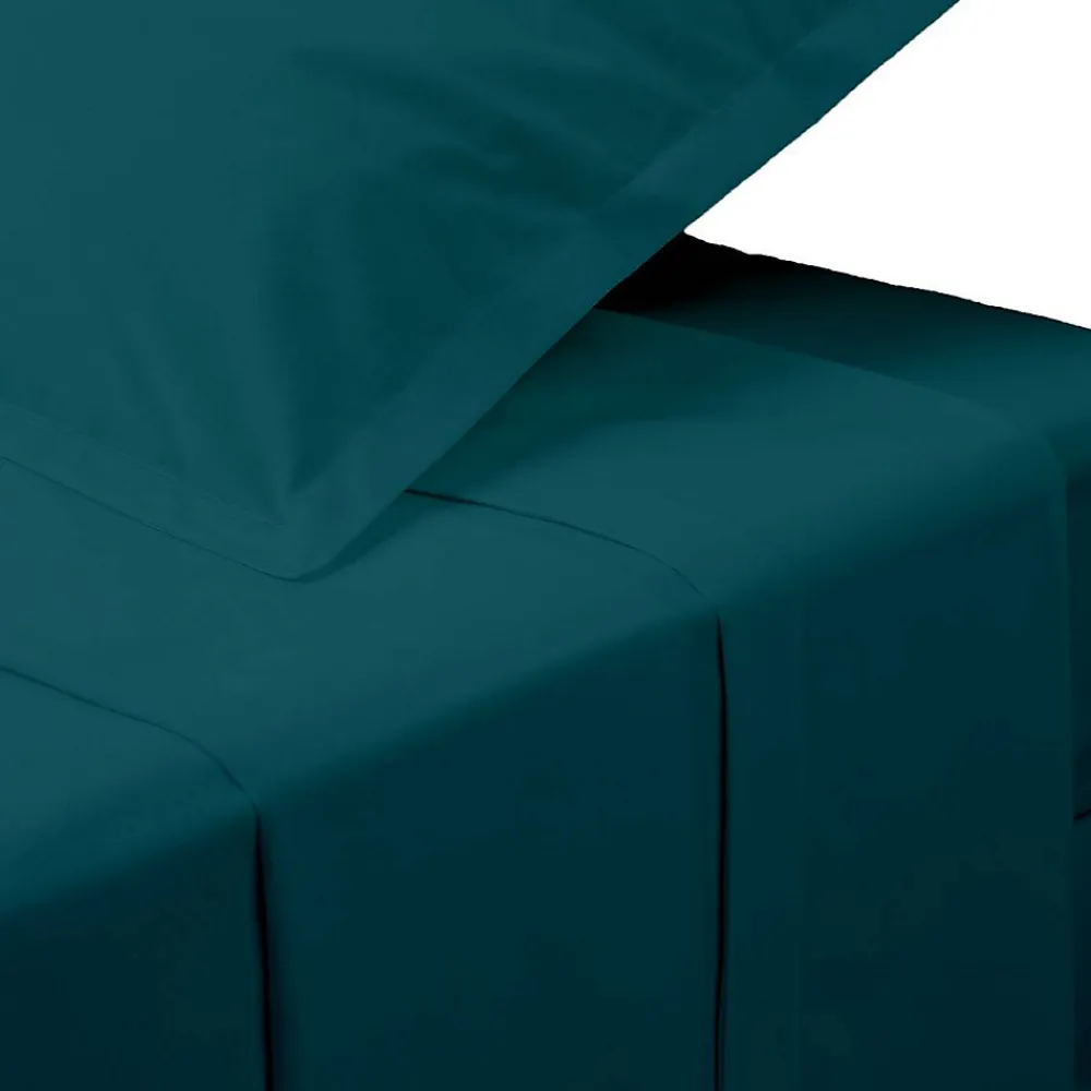 Drap plat - percale - bleu - 240x290 cm - Atmosphera>Atmosphera Créateur D'Intérieur Discount
