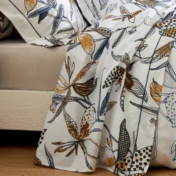 Drap plat aux fleurs exubérantes (280x310 cm - Blanc)>Tradilinge Discount
