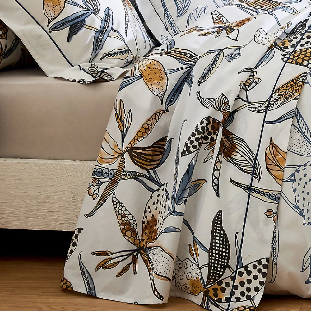 Drap plat aux fleurs exubérantes (280x310 cm - Blanc)>Tradilinge Discount