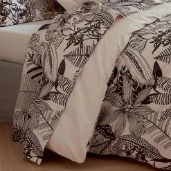 Drap plat aux impressions noires (280x325 cm - Beige)>Tradilinge