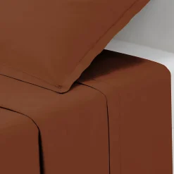 Drap plat Carina en coton 240x290cm rose terracotta - Atmosphera>Atmosphera Créateur D'Intérieur New