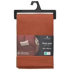 Drap plat Carina en coton 180x290cm rose terracotta - Atmosphera><noscript><img width=