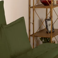 Atmosphera Créateur D'Intérieur Drap plat Carina en coton 180x290cm vert kaki - Atmosphera* Drap Plat