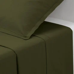 Atmosphera Créateur D'Intérieur Drap plat Carina en coton 180x290cm vert kaki - Atmosphera* Drap Plat