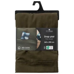 Atmosphera Créateur D'Intérieur Drap plat Carina en coton 240x290cm vert kaki - Atmosphera* Drap Plat