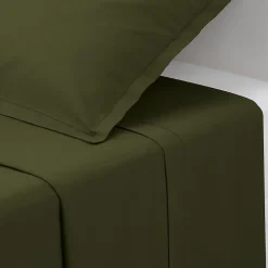 Atmosphera Créateur D'Intérieur Drap plat Carina en coton 240x290cm vert kaki - Atmosphera* Drap Plat