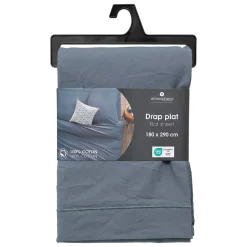 Drap plat Carina en coton 180x290cm bleu orage - Atmosphera><noscript><img width=