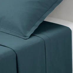 Drap plat Carina en coton 180x290cm bleu orage - Atmosphera><noscript><img width=