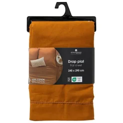 Drap plat Carina en coton 240x290cm jaune cumin - Atmosphera><noscript><img width=