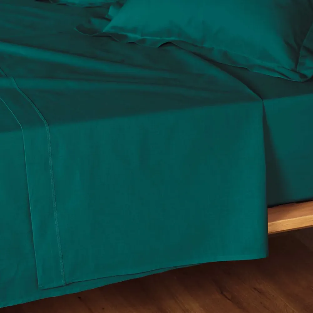 Eden Drap plat coton 240 x 300 cm biolina emeraude* Drap Housse|Drap Housse