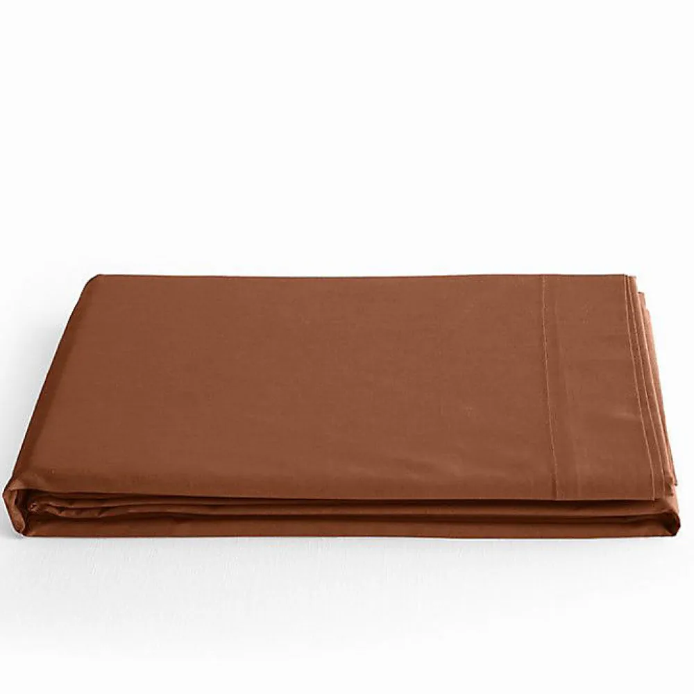 Drap plat Prémium 240 x 300 cm Paprika coton>Coton Pur Outlet