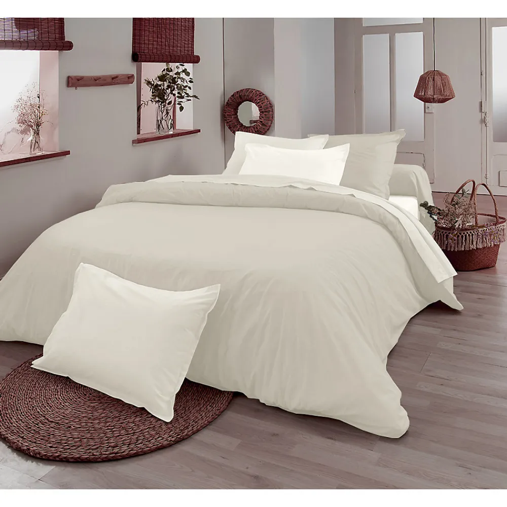 Drap plat en 100% coton biologique (180x290 cm - Sable)>Tradilinge Discount