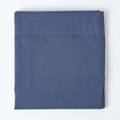 Homescapes Drap plat en lin lavé bleu marine, 275x275 cm -* Drap Plat
