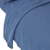 Drap plat en lin lavé bleu marine, 230x255 cm ->Homescapes Discount
