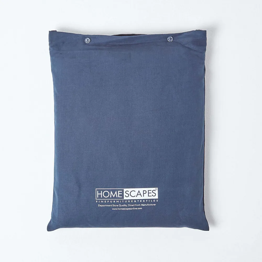 Drap plat en lin lavé bleu marine, 230x255 cm ->Homescapes Discount