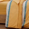 Tradilinge Drap plat en percale avec galon géométrique (240x310 cm - Jaune)* Drap Plat
