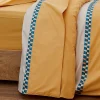 Drap plat en percale avec galon géométrique (180x290 cm - Jaune)>Tradilinge New