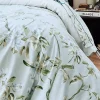 Tradilinge Drap plat en percale de coton au style anglais (180x290 cm - Céladon)* Drap Plat