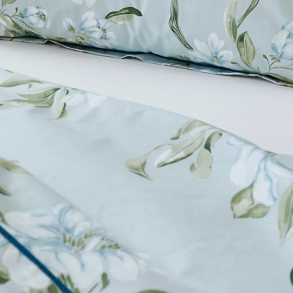 Tradilinge Drap plat en percale de coton au style anglais (240x310 cm - Céladon)* Drap Plat